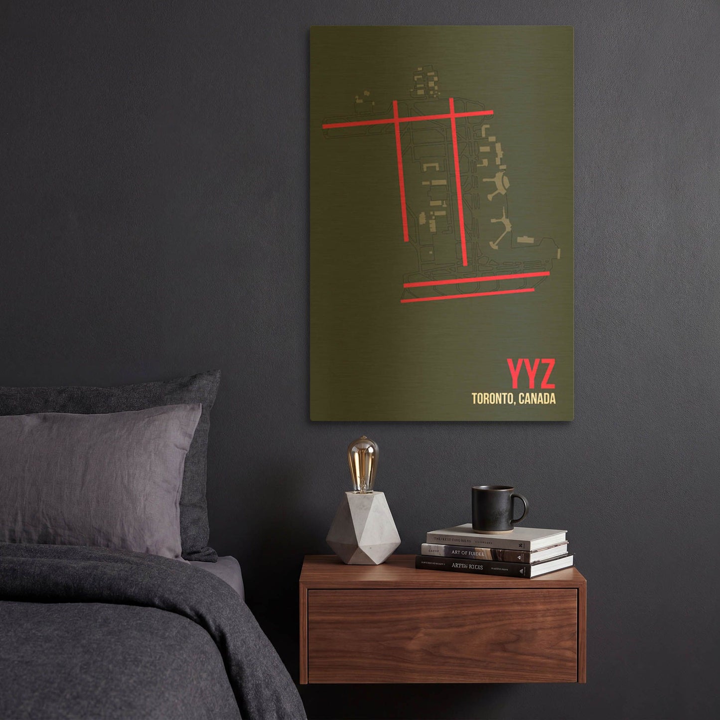 'YYZ ATC' By O8 Left Gold Metal Wall Art