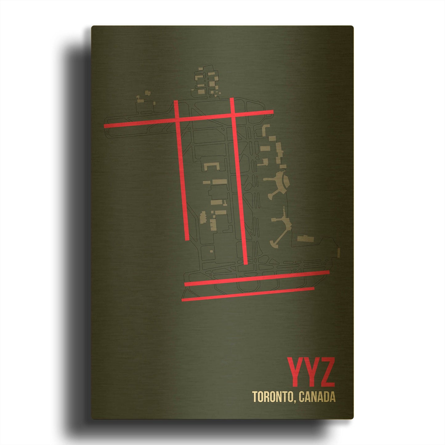 'YYZ ATC' By O8 Left Gold Metal Wall Art