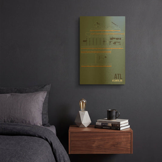 'ATL ATC' By O8 Left Gold Metal Wall Art