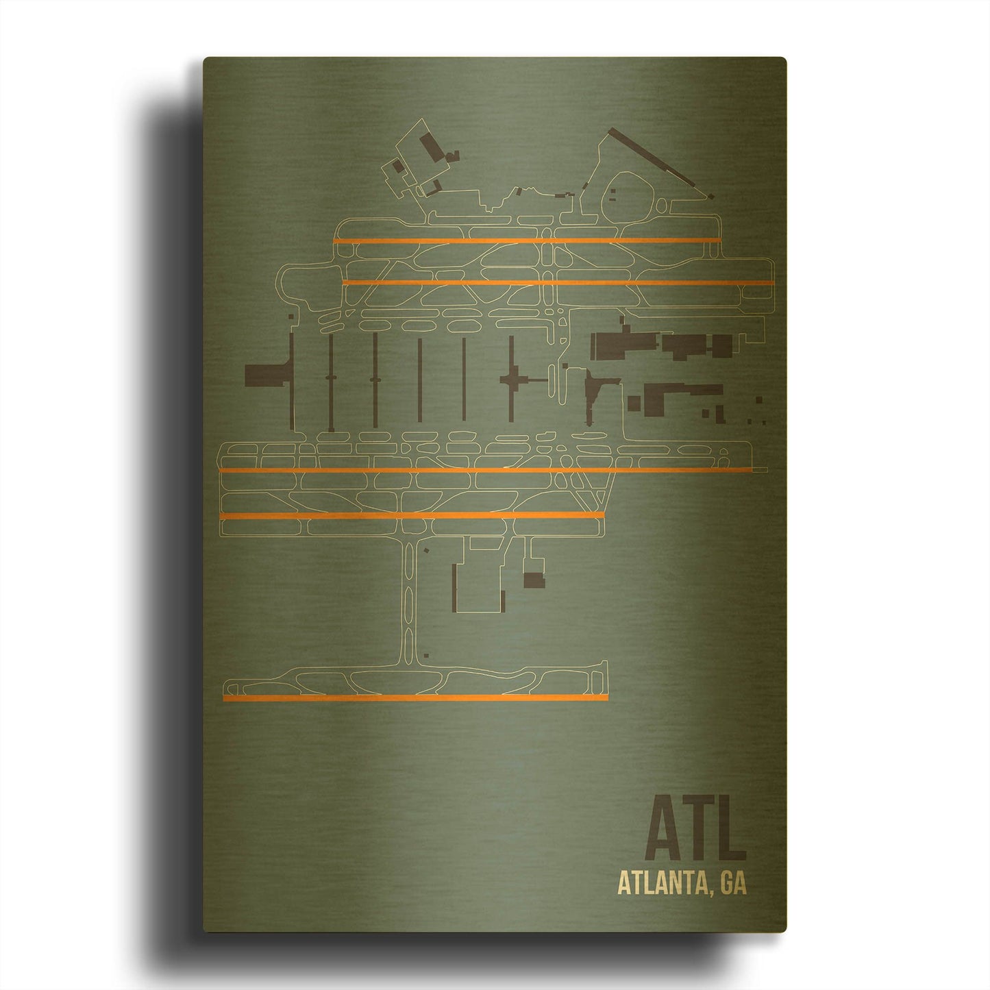 'ATL ATC' By O8 Left Gold Metal Wall Art