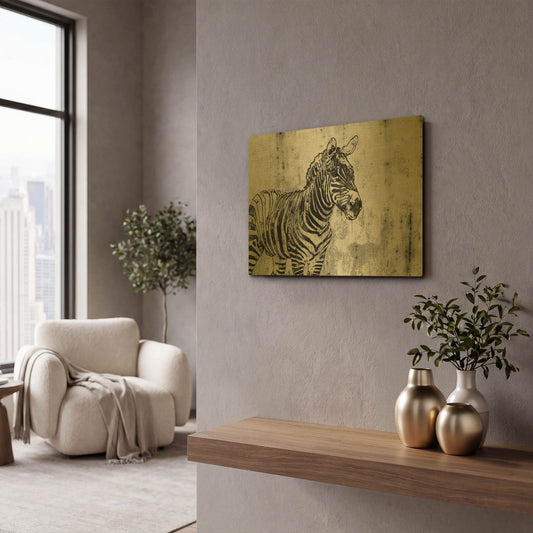 'Rustic Zebra 1' By Irena Orlov Gold Metal Wall Art