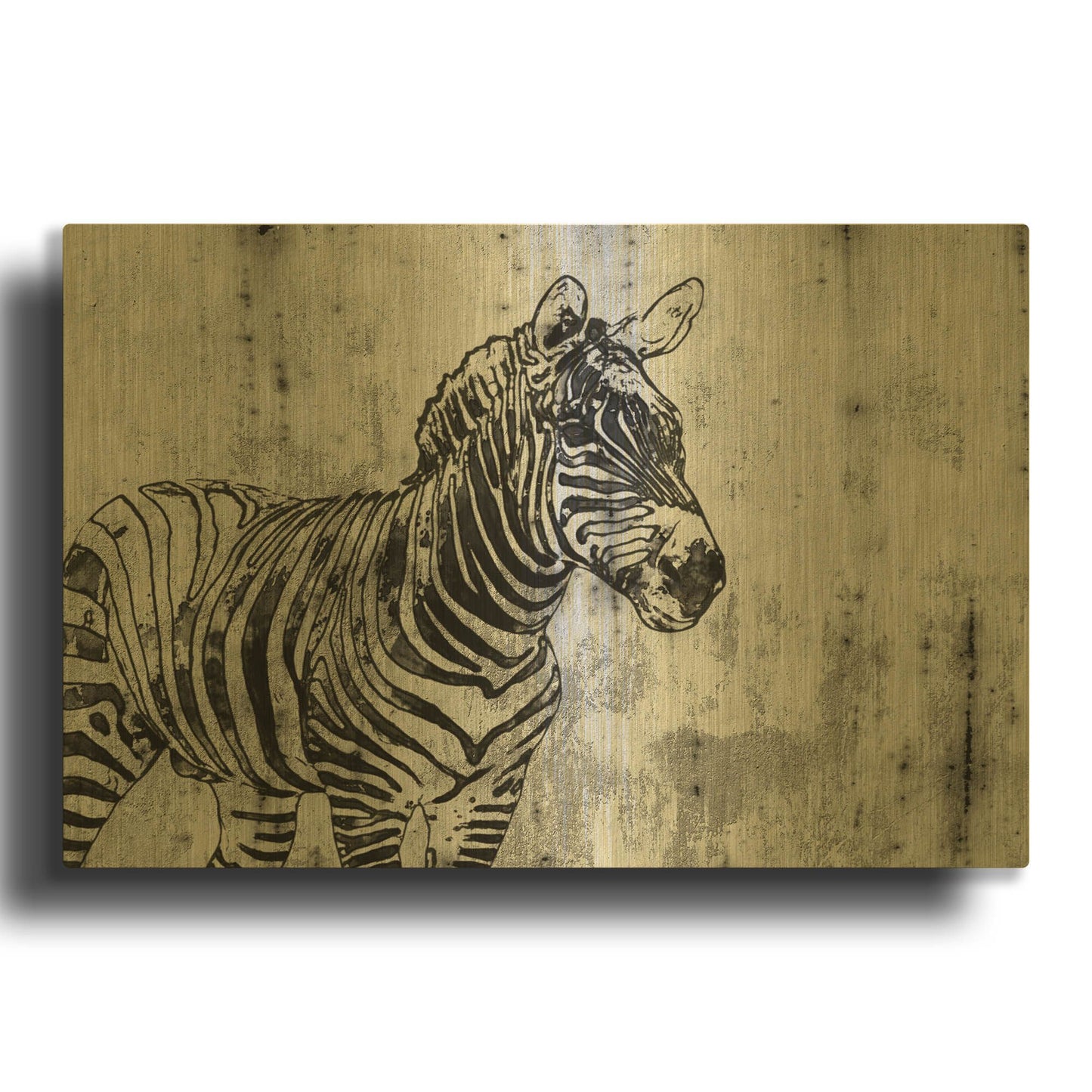 'Rustic Zebra 1' By Irena Orlov Gold Metal Wall Art