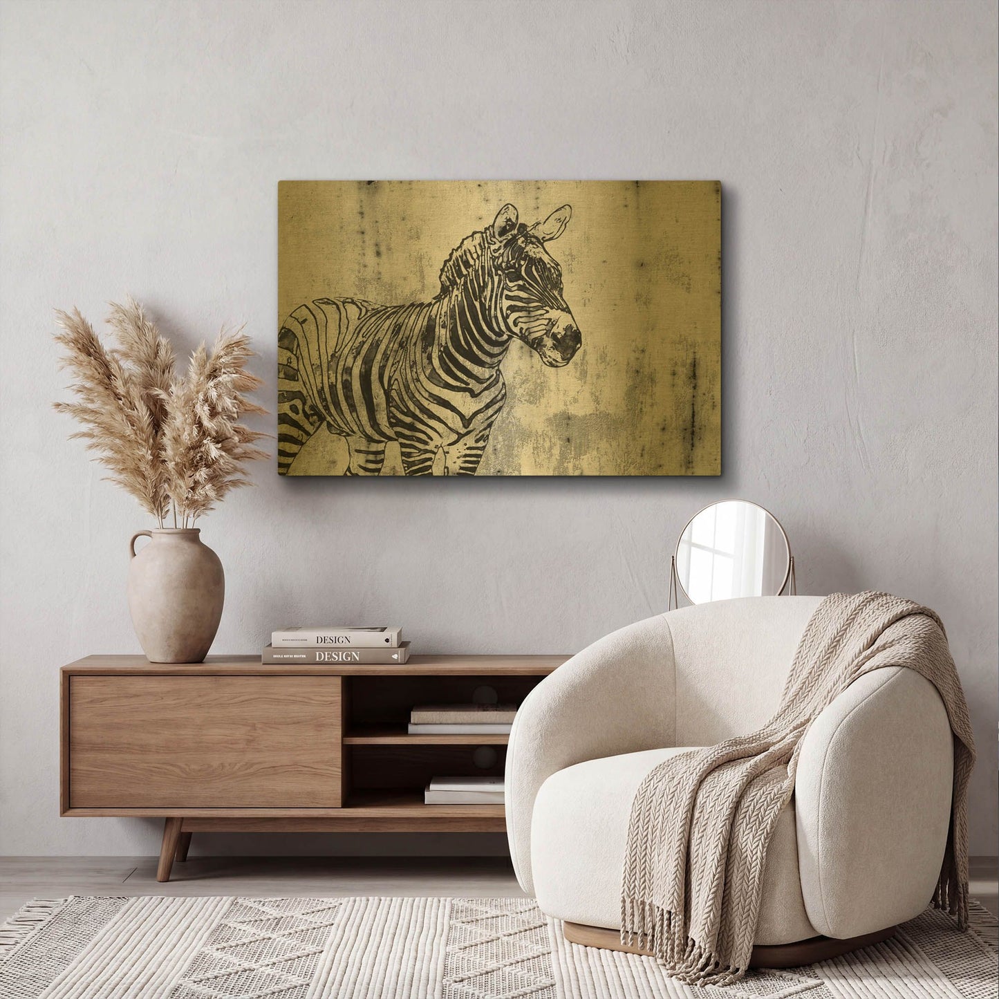 'Rustic Zebra 1' By Irena Orlov Gold Metal Wall Art