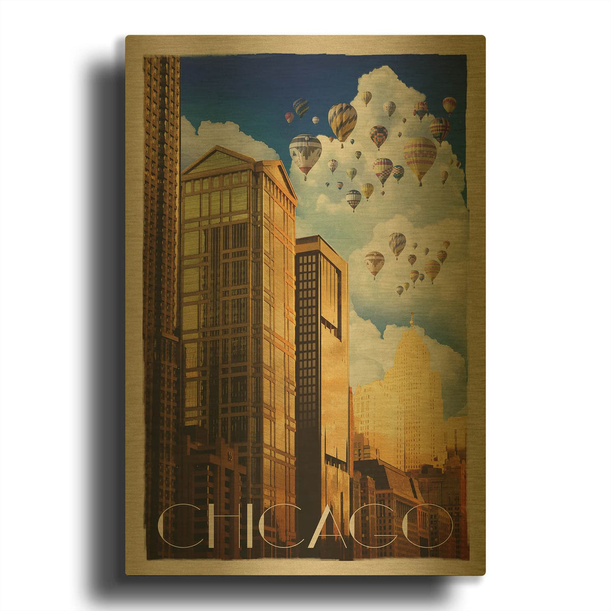 'Chicago Summer' By Old Red Truck Gold Metal Wall Art