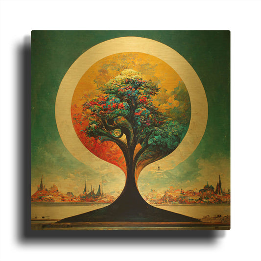 'Tree Of Life 3' By Ray Heere Gold Metal Wall Art