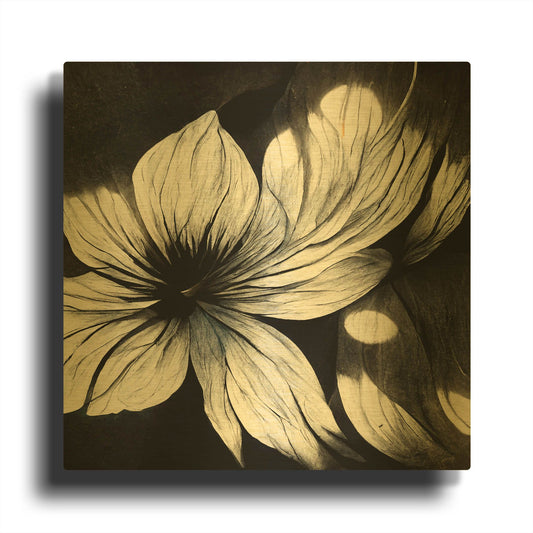 'Flowers Black White 1' By Ray Heere Gold Metal Wall Art