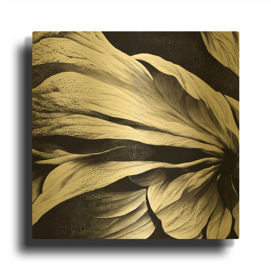 'Flowers Black White 9' By Ray Heere Gold Metal Wall Art