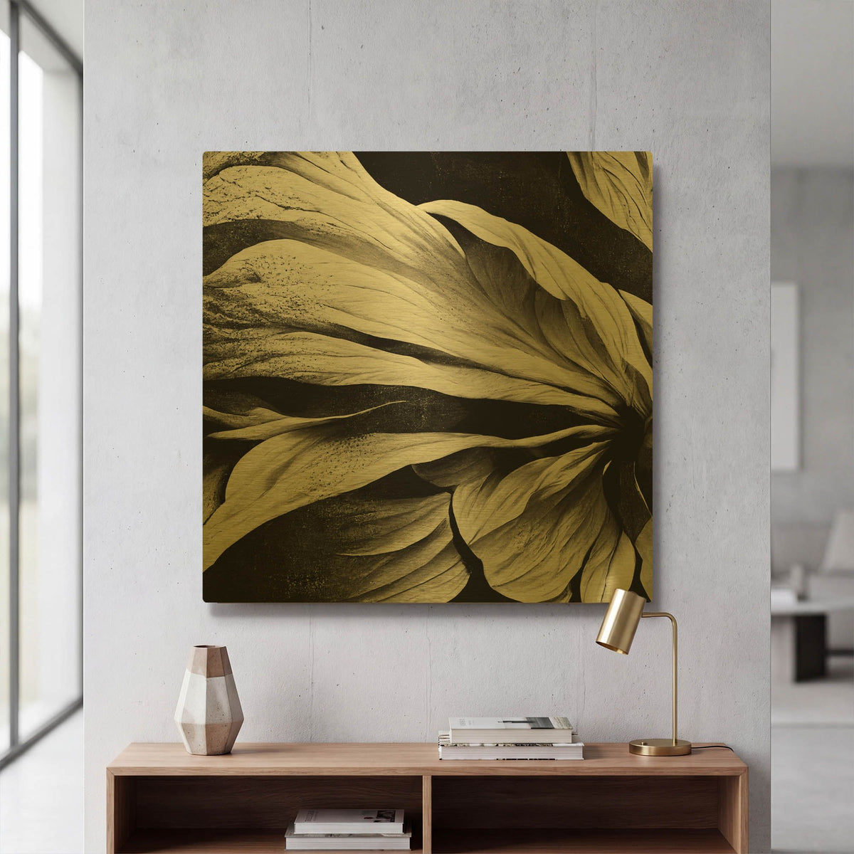 'Flowers Black White 9' By Ray Heere Gold Metal Wall Art