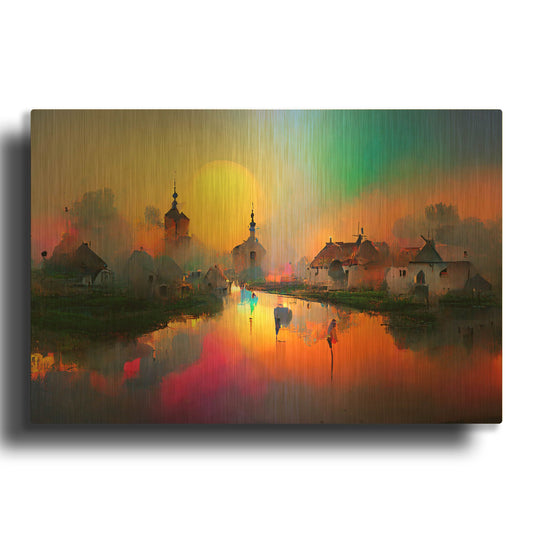 'Medieval Landscapes 1' By Ray Heere Gold Metal Wall Art