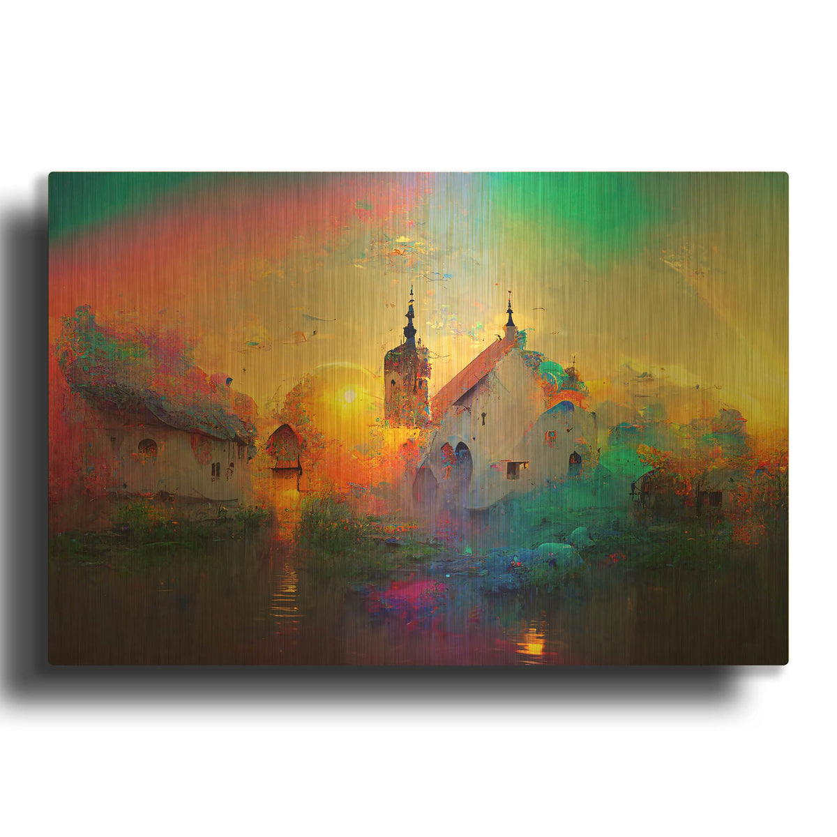 'Medieval Landscapes 2' By Ray Heere Gold Metal Wall Art