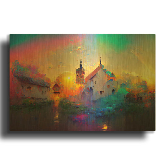 'Medieval Landscapes 2' By Ray Heere Gold Metal Wall Art