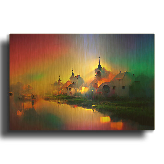 'Medieval Landscapes 3' By Ray Heere Gold Metal Wall Art