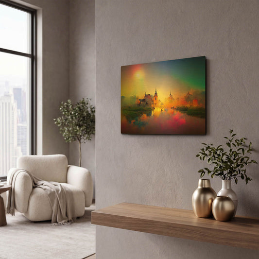 'Medieval Landscapes 4' By Ray Heere Gold Metal Wall Art