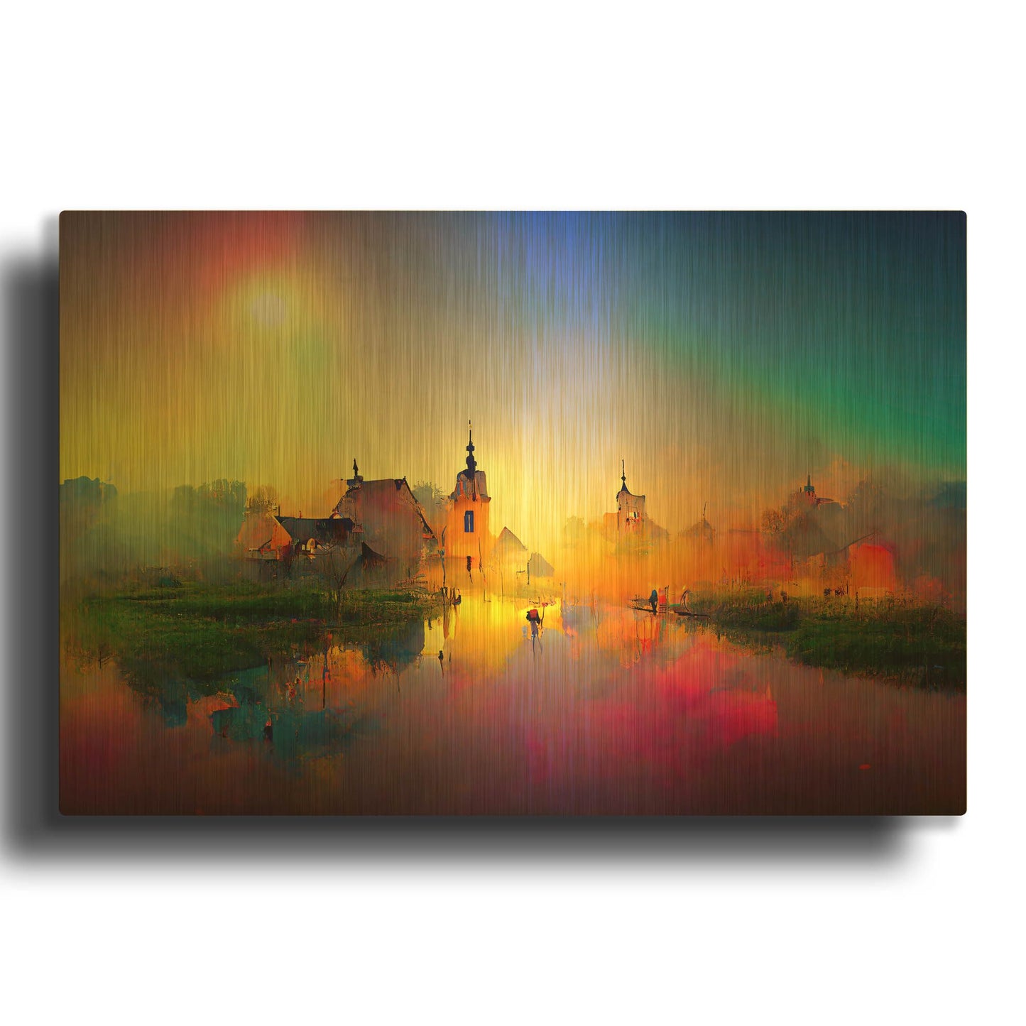 'Medieval Landscapes 4' By Ray Heere Gold Metal Wall Art