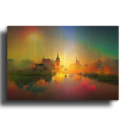'Medieval Landscapes 4' By Ray Heere Gold Metal Wall Art