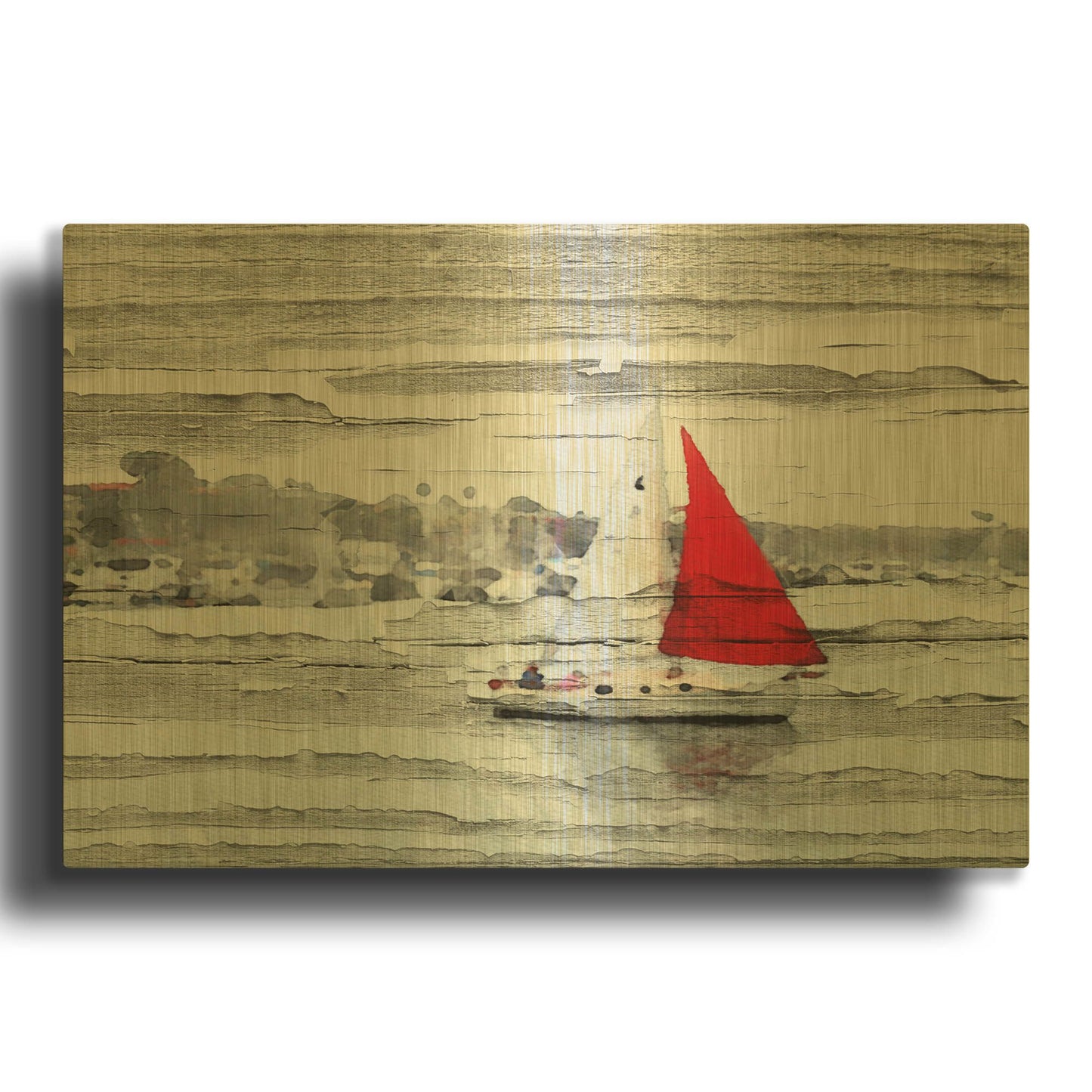 'Scarlet Sails' By Irena Orlov Gold Metal Wall Art