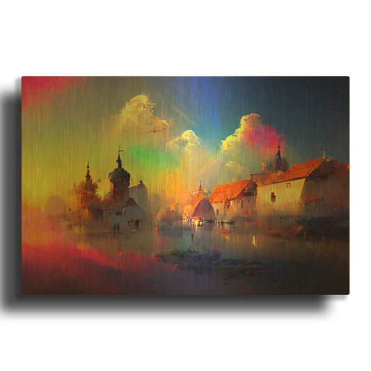 'Medieval Landscapes 5' By Ray Heere Gold Metal Wall Art