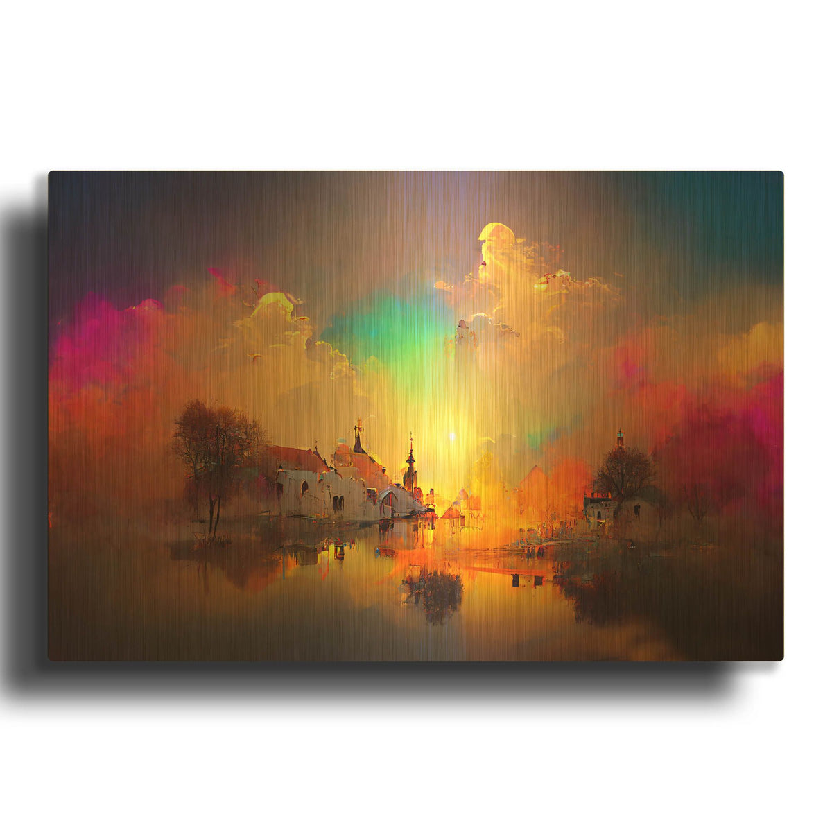 'Medieval Landscapes 6' By Ray Heere Gold Metal Wall Art