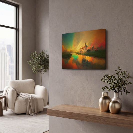 'Medieval Landscapes 7' By Ray Heere Gold Metal Wall Art