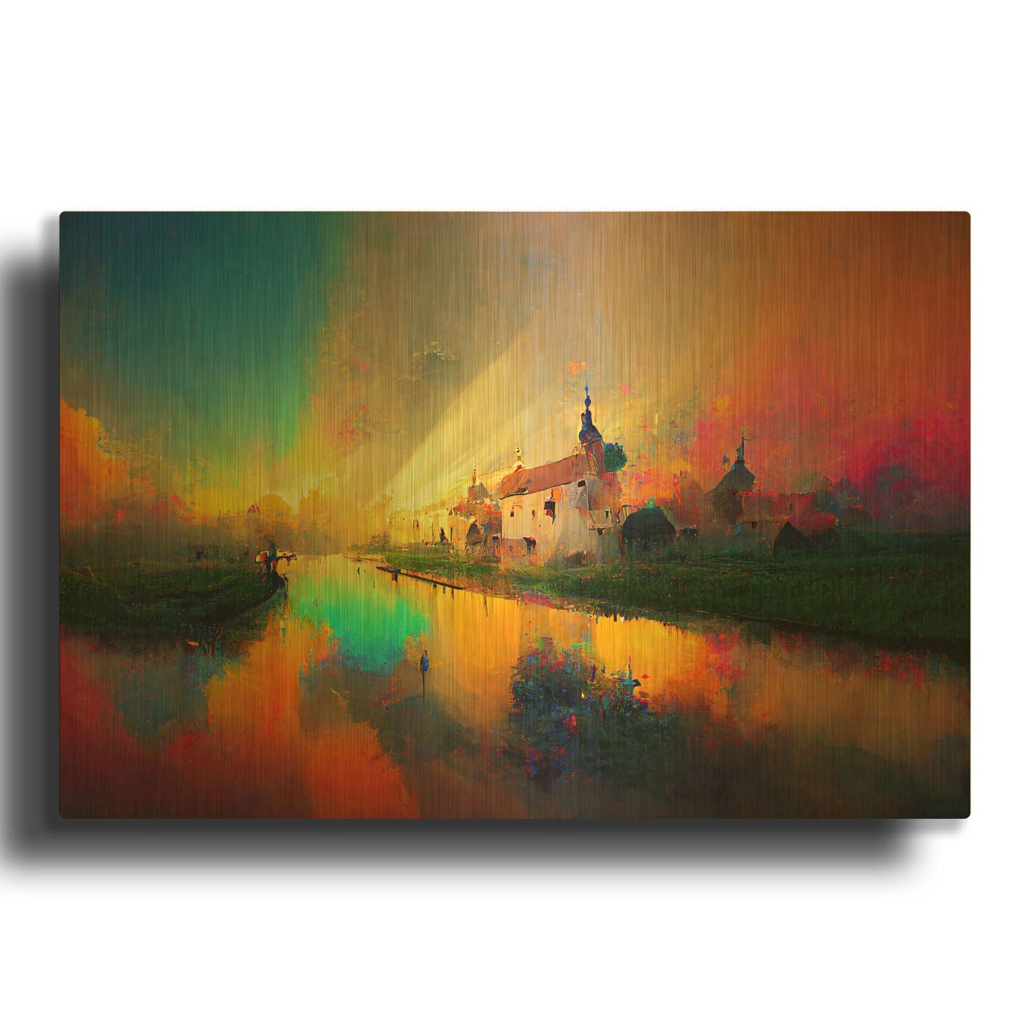 'Medieval Landscapes 7' By Ray Heere Gold Metal Wall Art