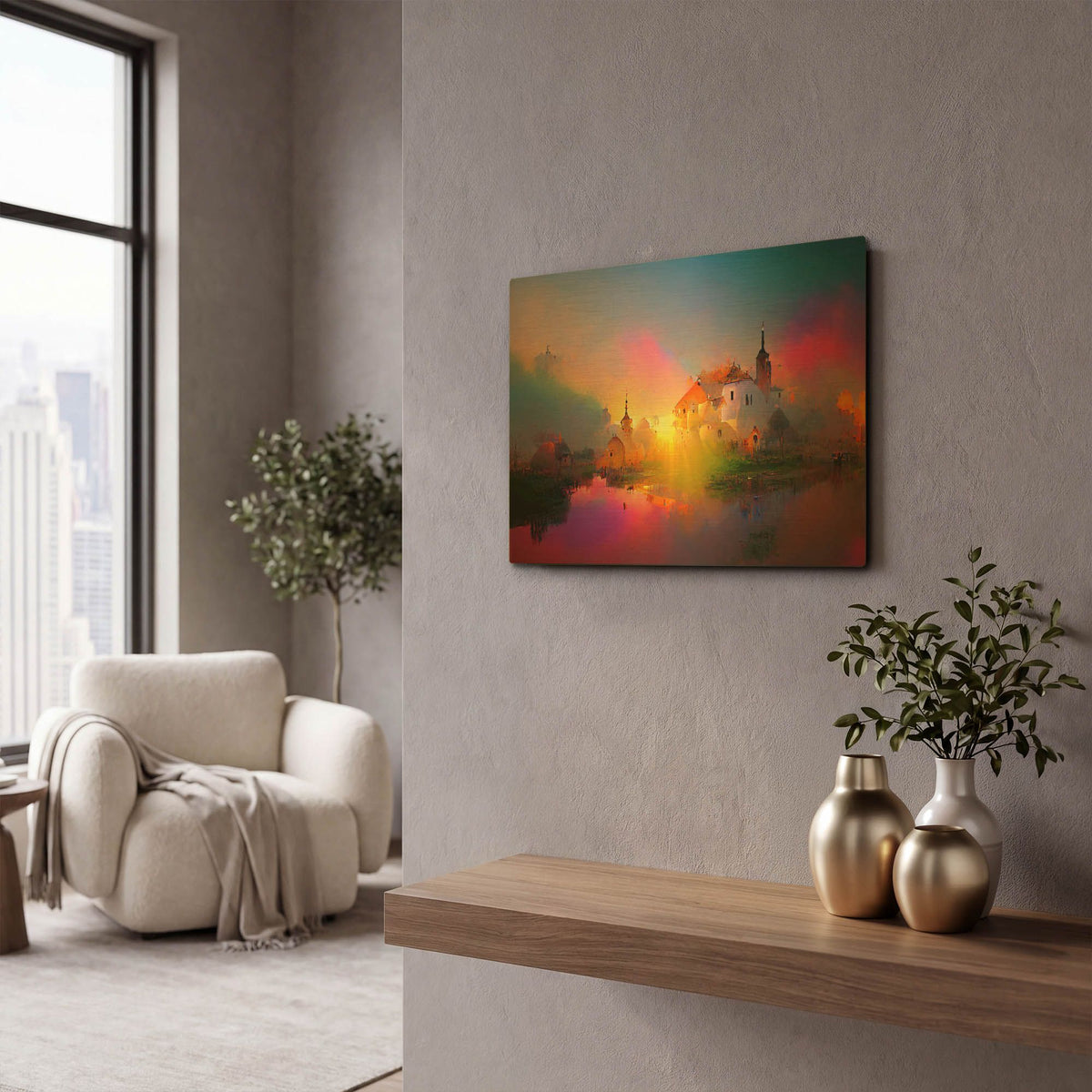 'Medieval Landscapes 8' By Ray Heere Gold Metal Wall Art