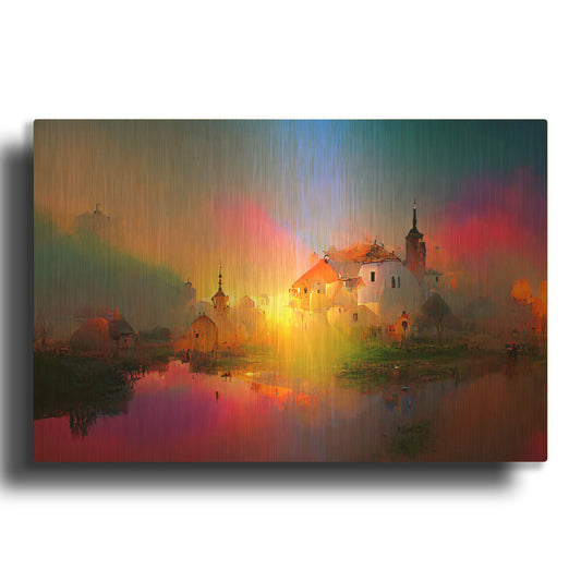 'Medieval Landscapes 8' By Ray Heere Gold Metal Wall Art
