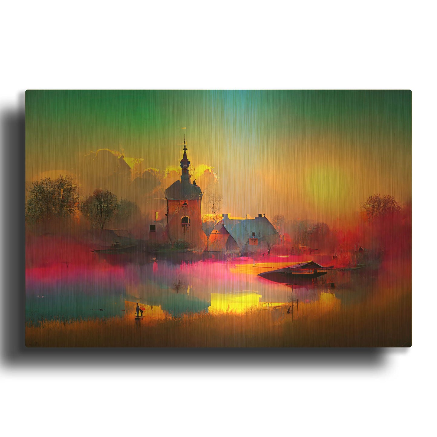 'Medieval Landscapes 9' By Ray Heere Gold Metal Wall Art