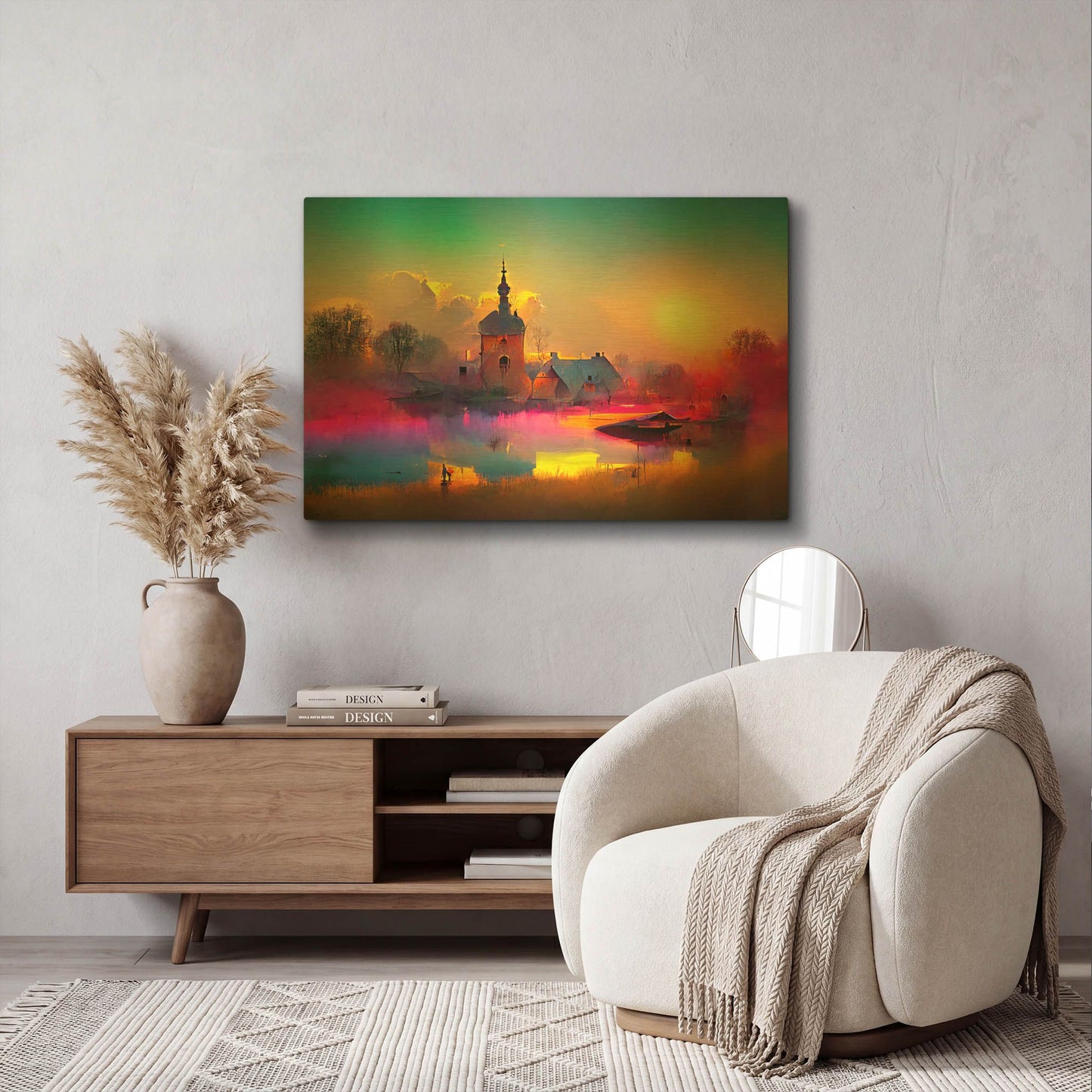'Medieval Landscapes 9' By Ray Heere Gold Metal Wall Art