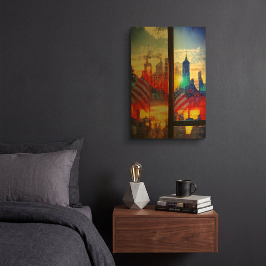 'New York 2' By Ray Heere Gold Metal Wall Art