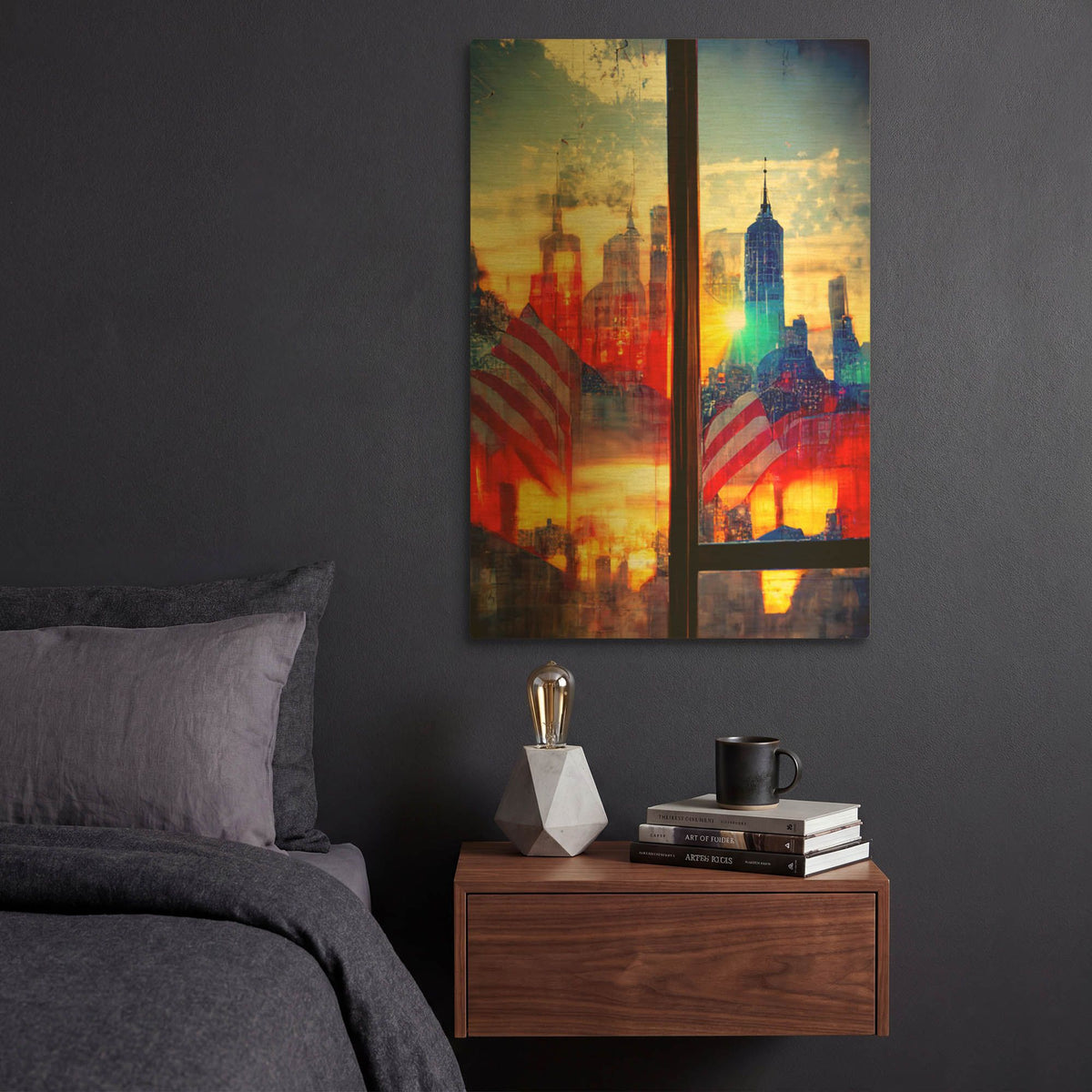 'New York 2' By Ray Heere Gold Metal Wall Art