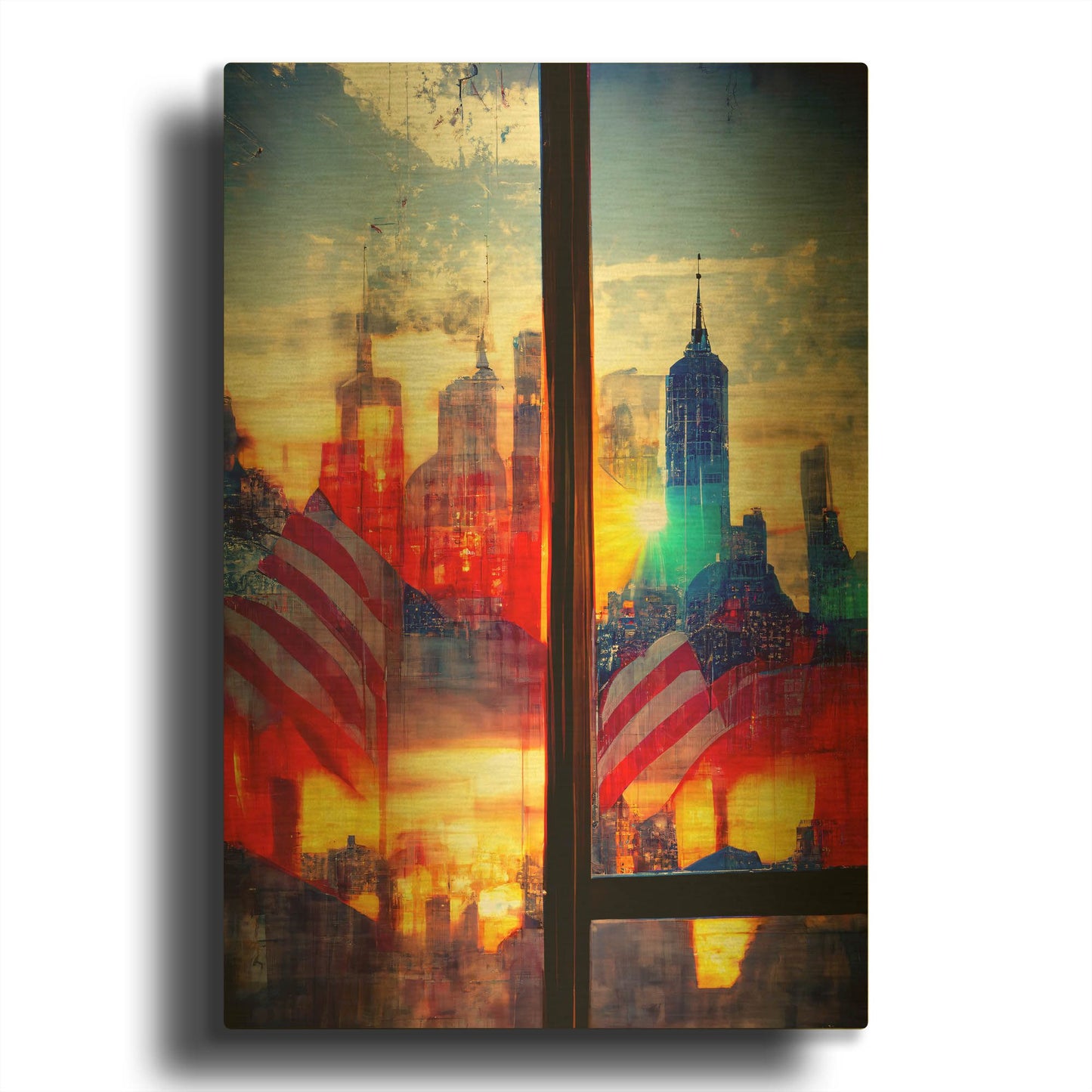 'New York 2' By Ray Heere Gold Metal Wall Art