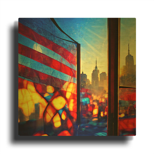 'New York 4' By Ray Heere Gold Metal Wall Art