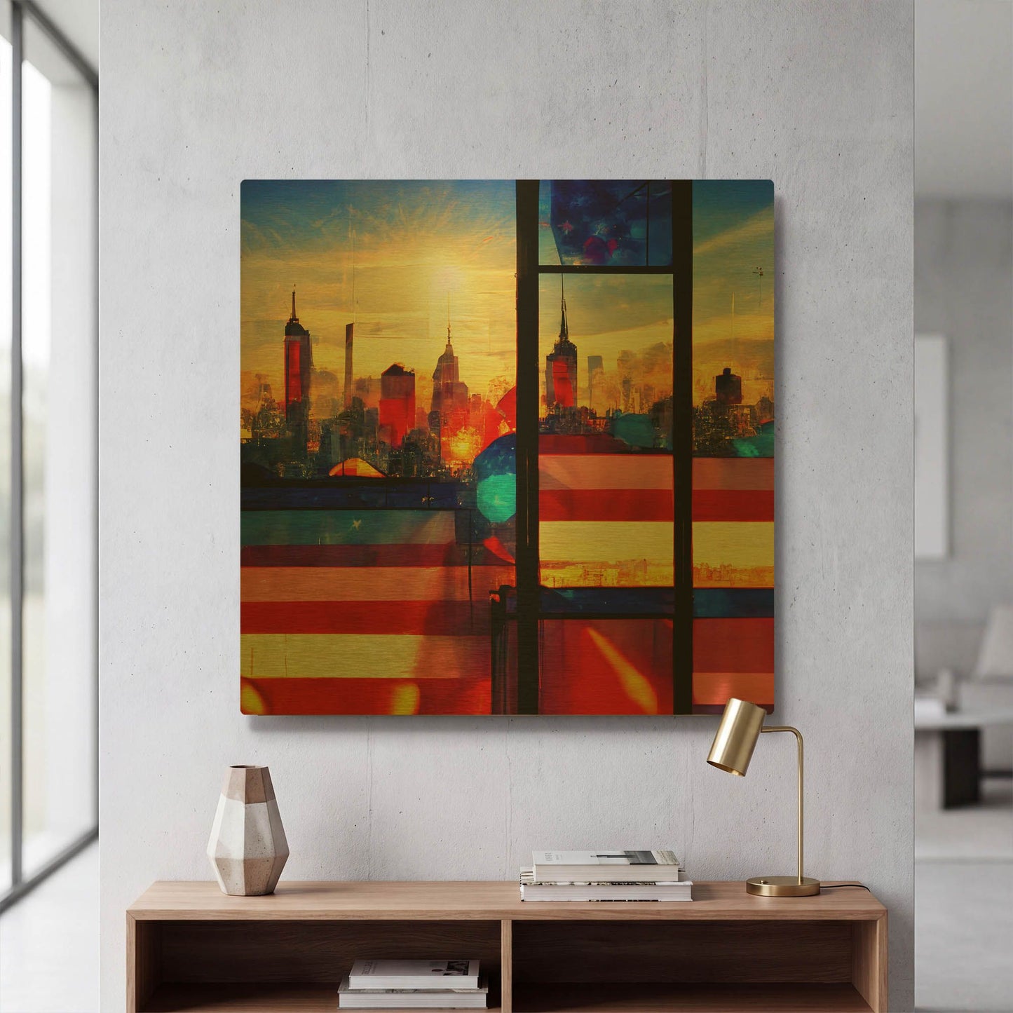 'New York 5' By Ray Heere Gold Metal Wall Art