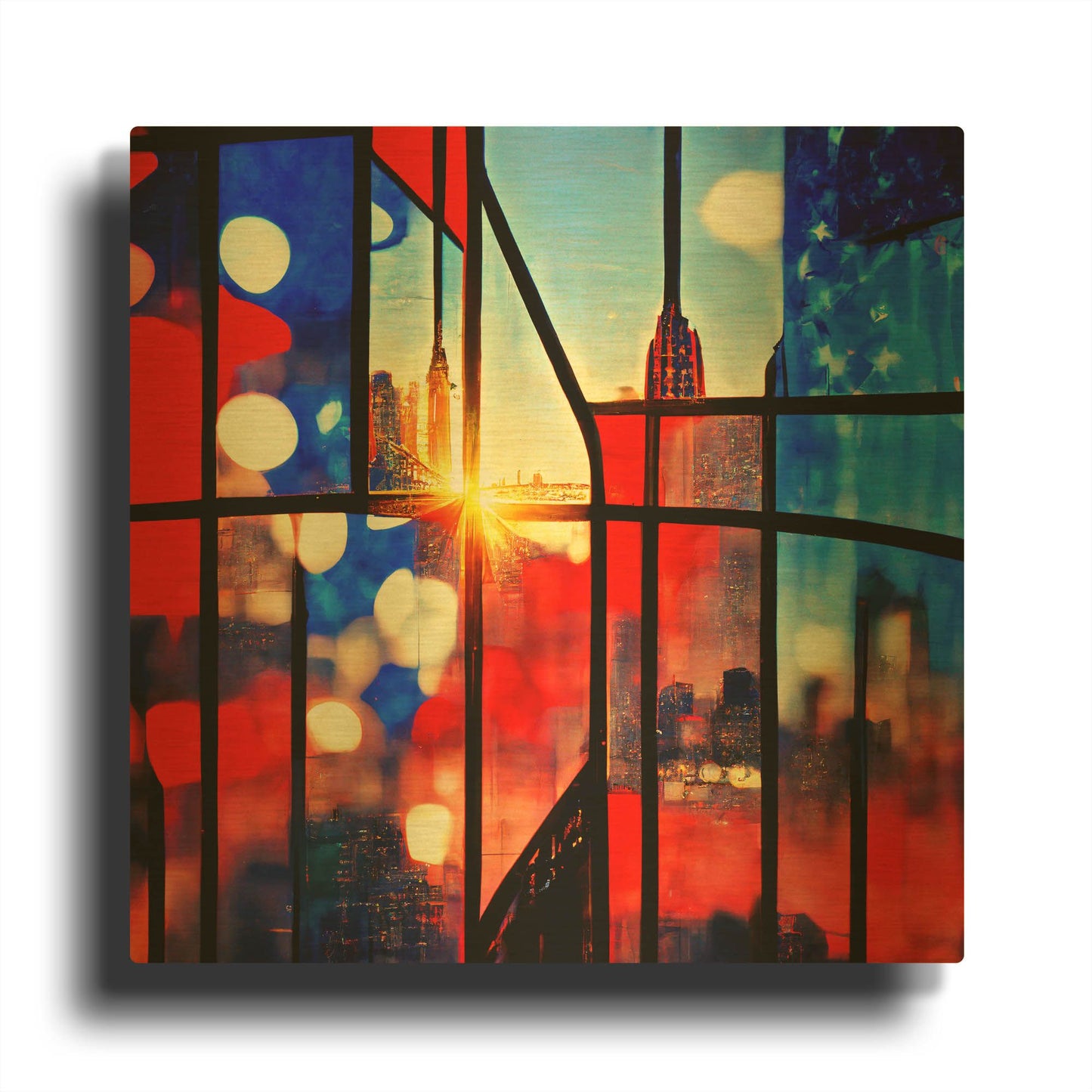 'New York 6' By Ray Heere Gold Metal Wall Art