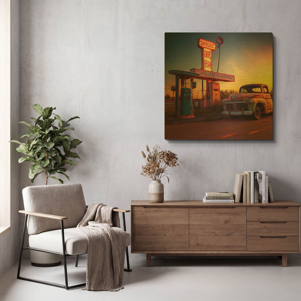 'Route 66 1' By Ray Heere Gold Metal Wall Art