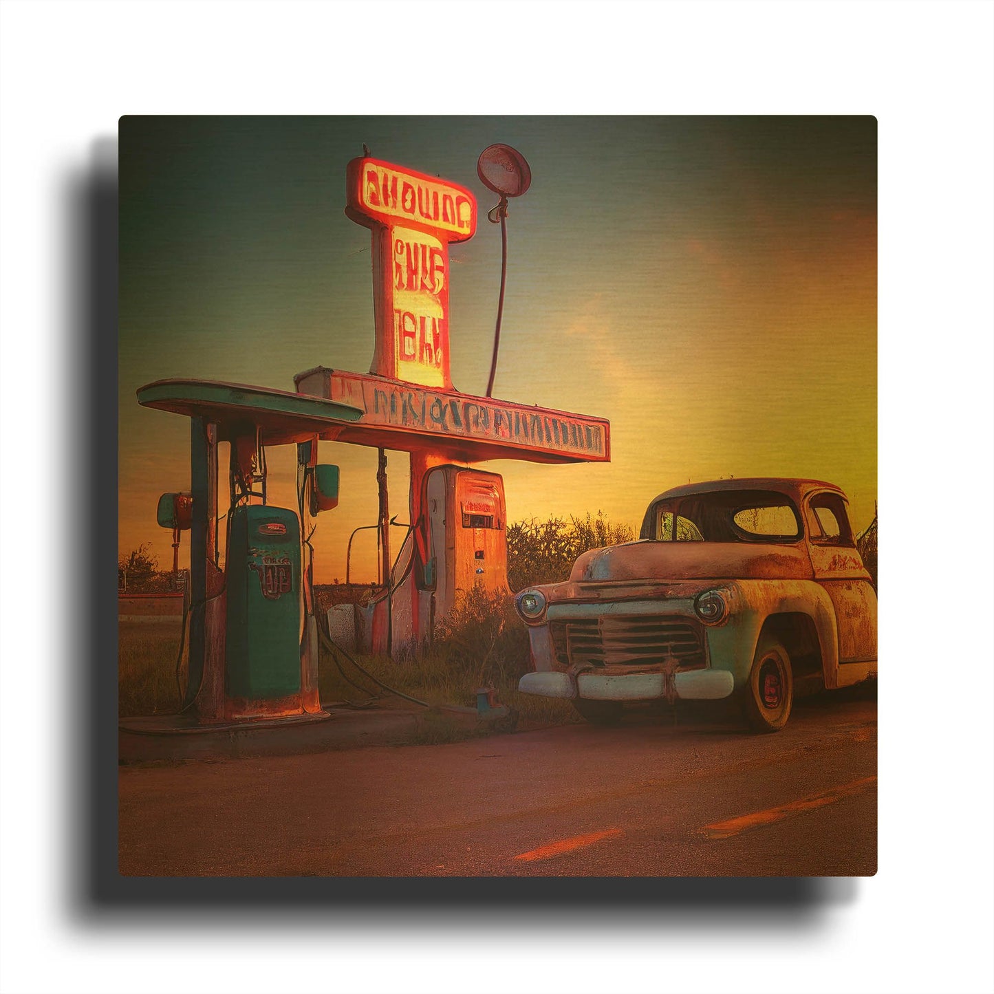 'Route 66 1' By Ray Heere Gold Metal Wall Art