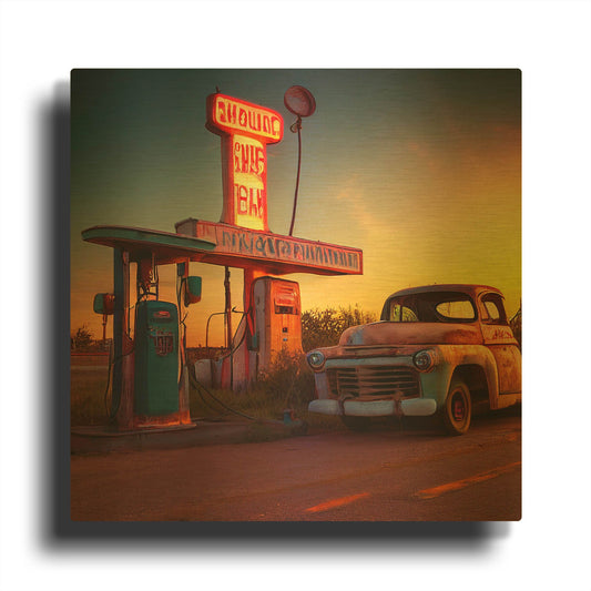 'Route 66 1' By Ray Heere Gold Metal Wall Art