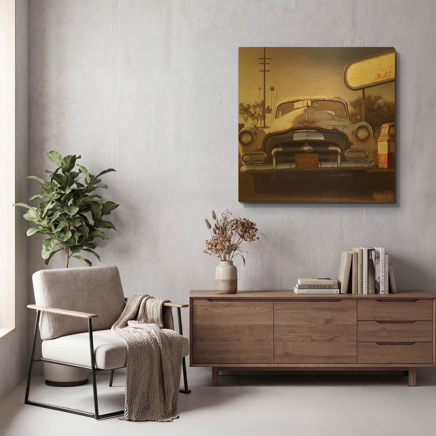 'Route 66 4' By Ray Heere Gold Metal Wall Art