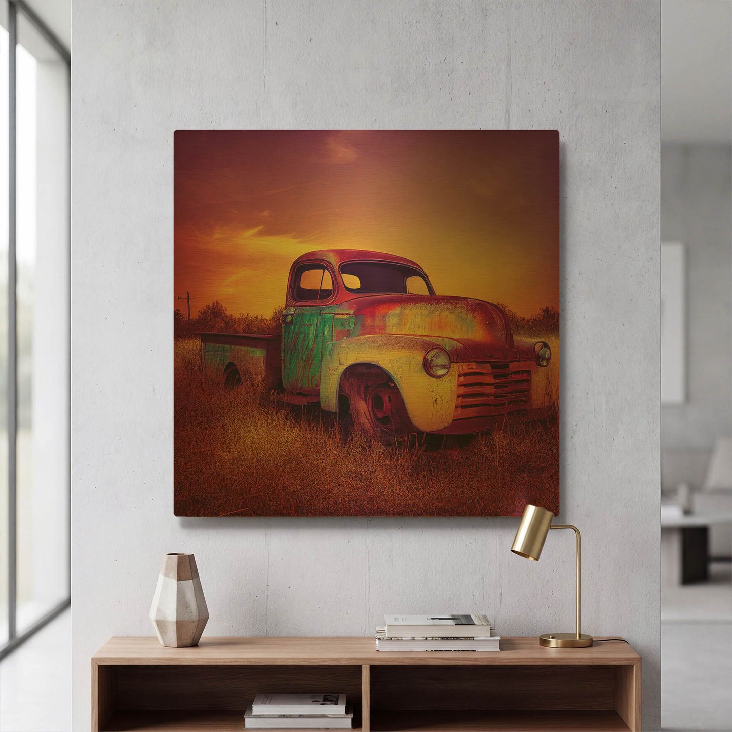 'Route 66 5' By Ray Heere Gold Metal Wall Art