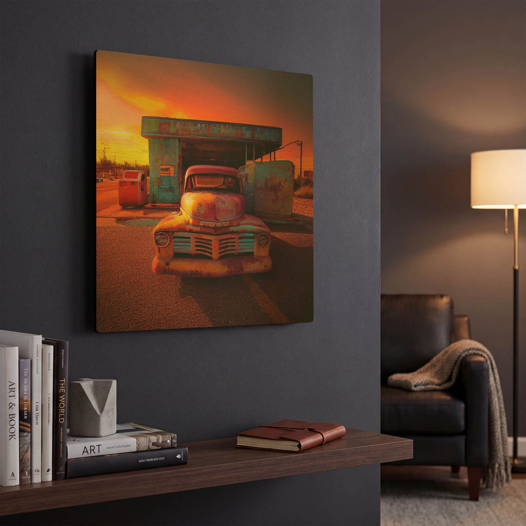 'Route 66 6' By Ray Heere Gold Metal Wall Art