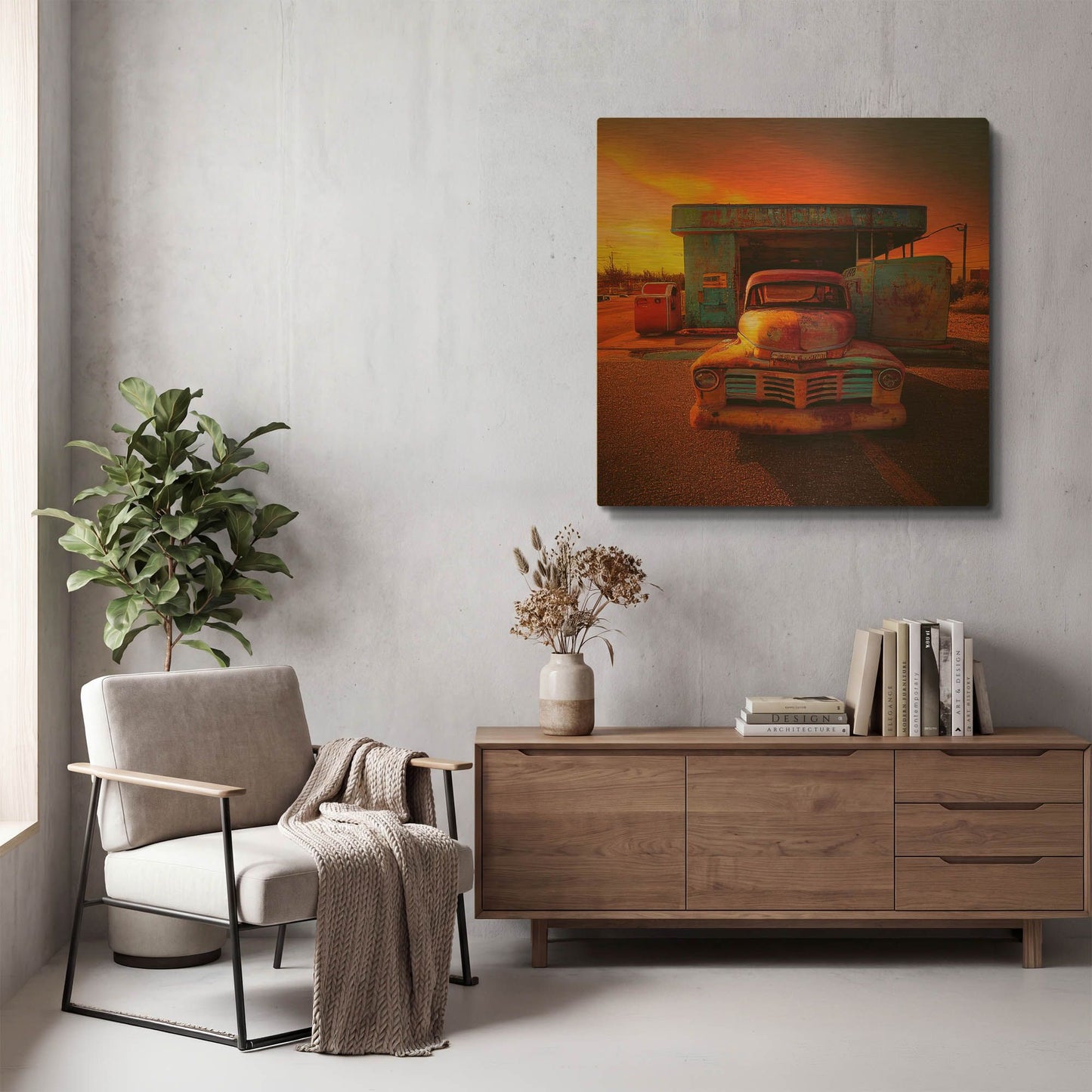 'Route 66 6' By Ray Heere Gold Metal Wall Art
