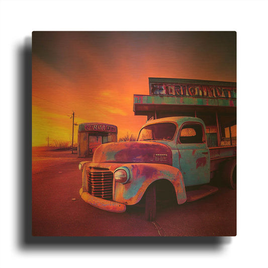 'Route 66 7' By Ray Heere Gold Metal Wall Art
