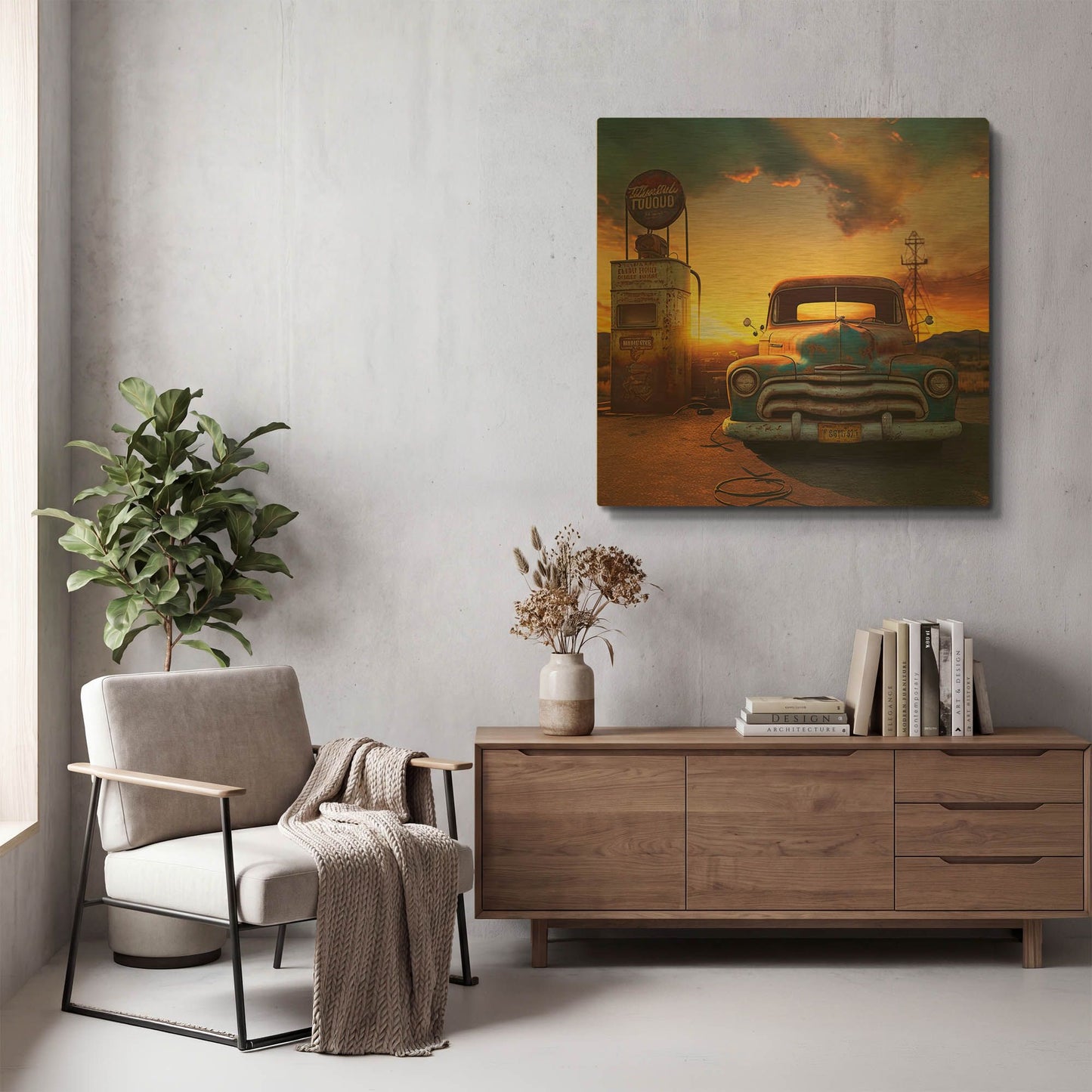 'Route 66 8' By Ray Heere Gold Metal Wall Art