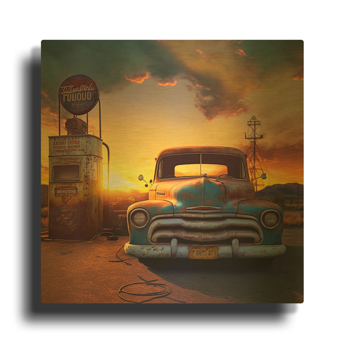 'Route 66 8' By Ray Heere Gold Metal Wall Art