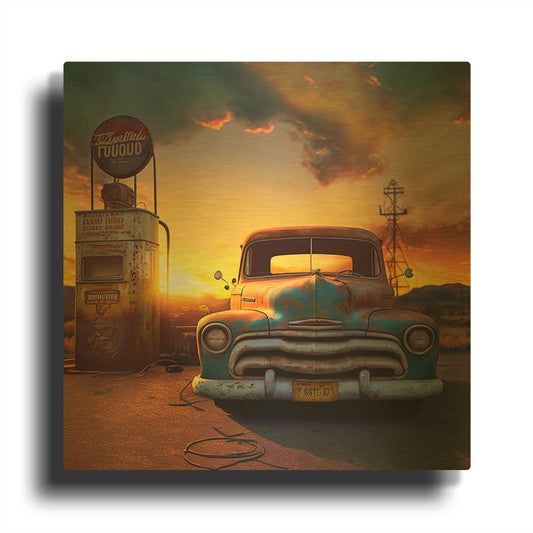 'Route 66 8' By Ray Heere Gold Metal Wall Art