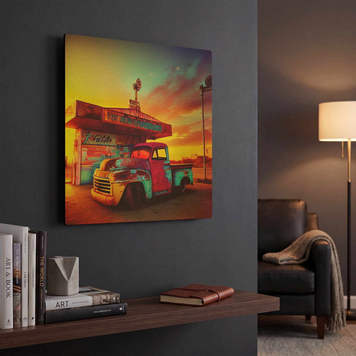 'Route 66 9' By Ray Heere Gold Metal Wall Art