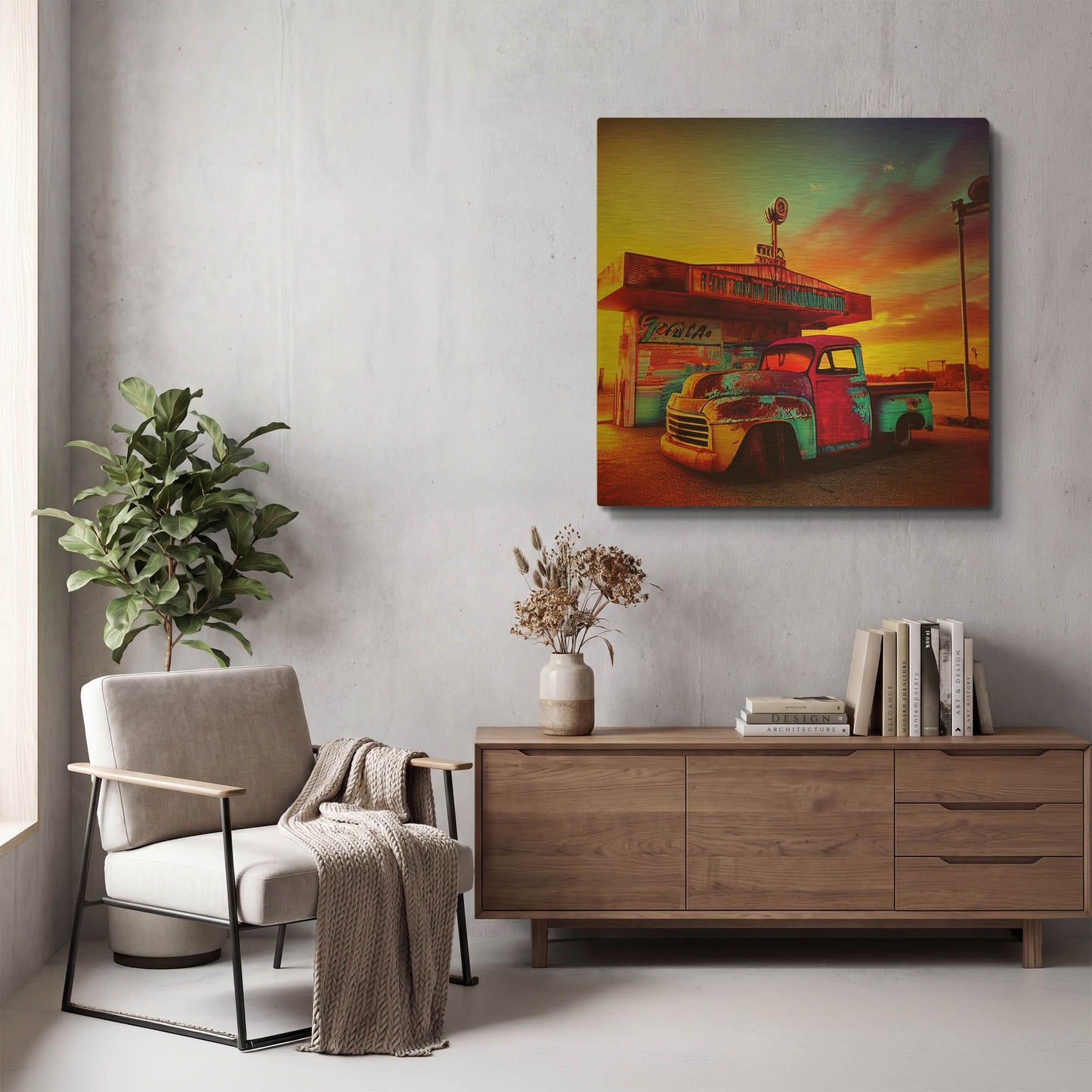 'Route 66 9' By Ray Heere Gold Metal Wall Art
