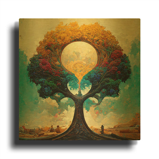 'Tree Of Life 12' By Ray Heere Gold Metal Wall Art