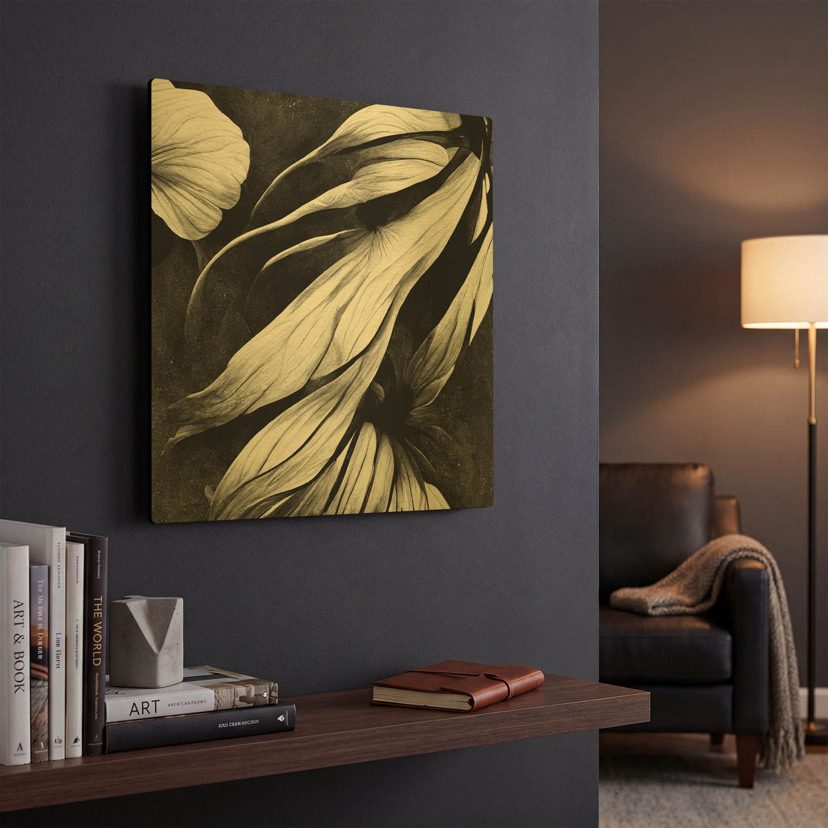 'Flowers Black White 11' By Ray Heere Gold Metal Wall Art