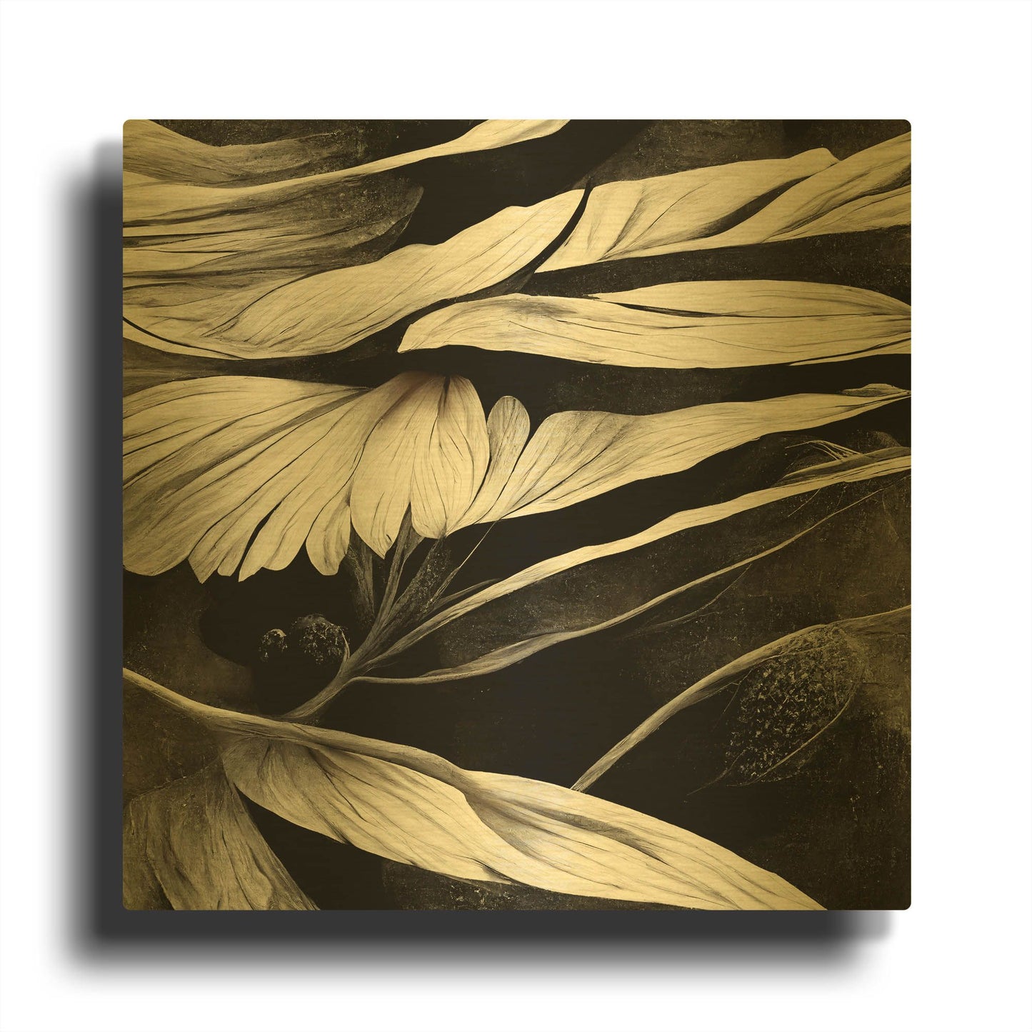 'Flowers Black White 12' By Ray Heere Gold Metal Wall Art